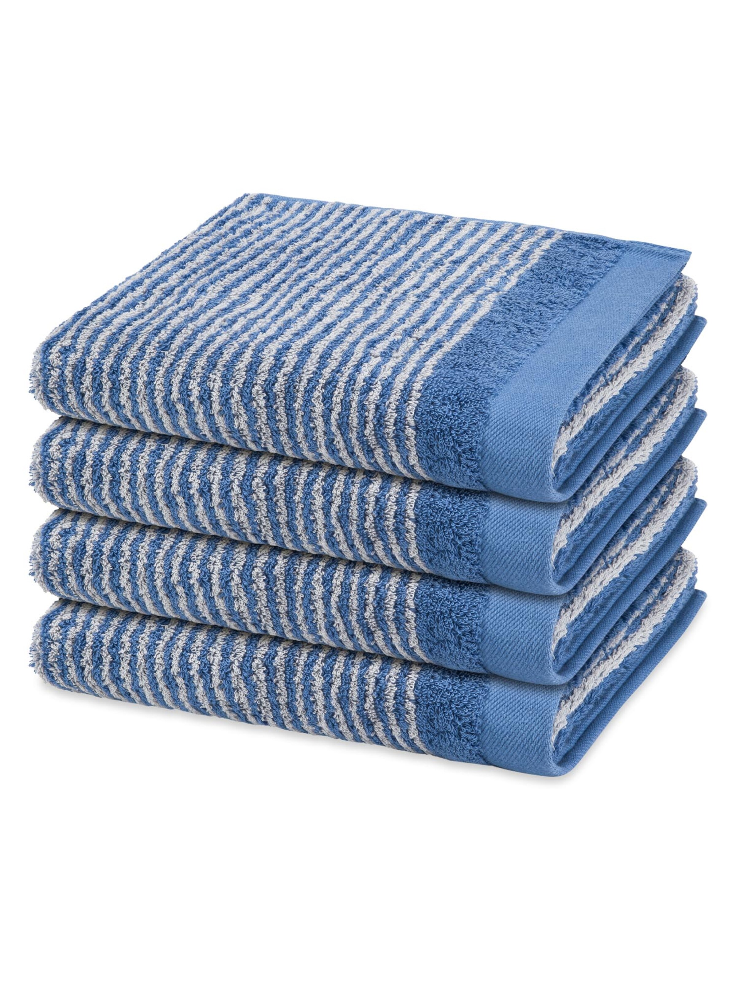 ROSS Handdoek 'Stripes' in Blauw: voorkant