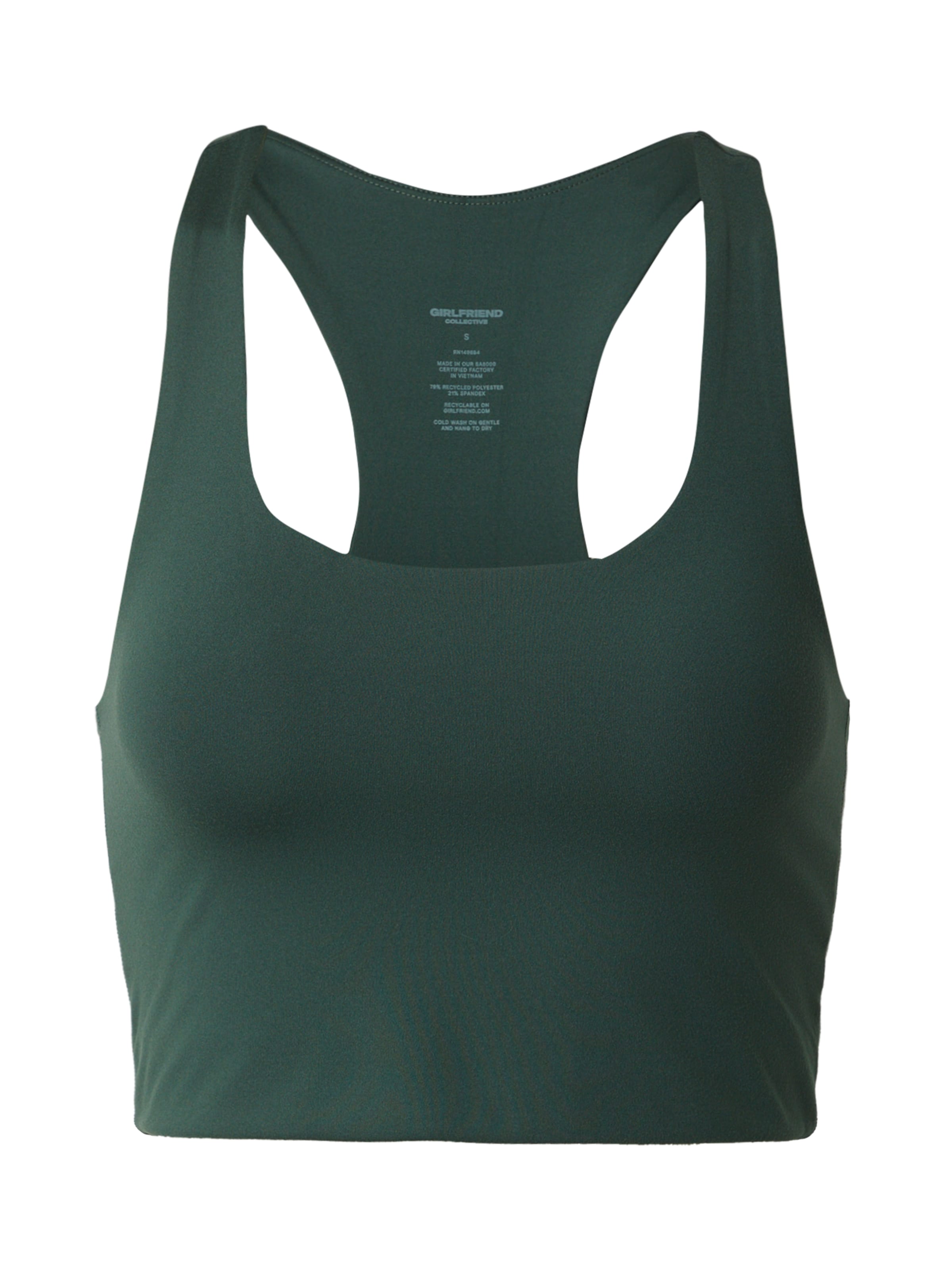 Girlfriend Collective Õlapaelteta topp Spordirinnahoidja 'PALOMA', värv roheline: eest vaates