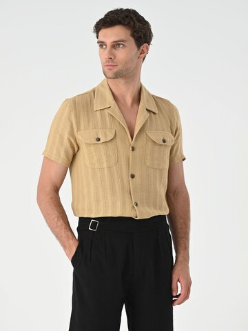 Antioch Slim fit Overhemd in Beige: voorkant