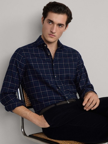 Hackett London Slim Fit Hemd 'Tattersall' in Blau