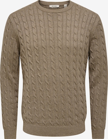 Only & Sons Trui 'ONSLOUI' in Bruin: voorkant