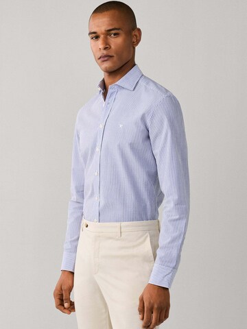 Hackett London Regular fit Overhemd 'SEERSUCKER BENGAL' in Blauw