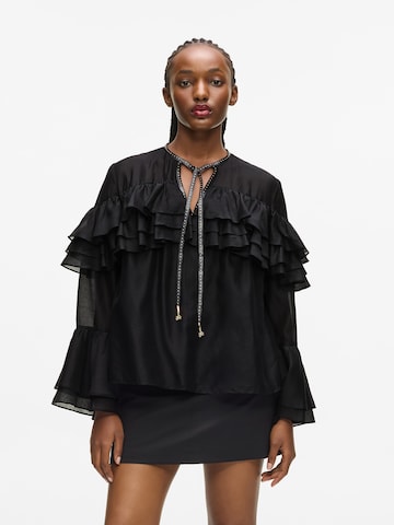 Karl Lagerfeld - Blusa em preto: frente