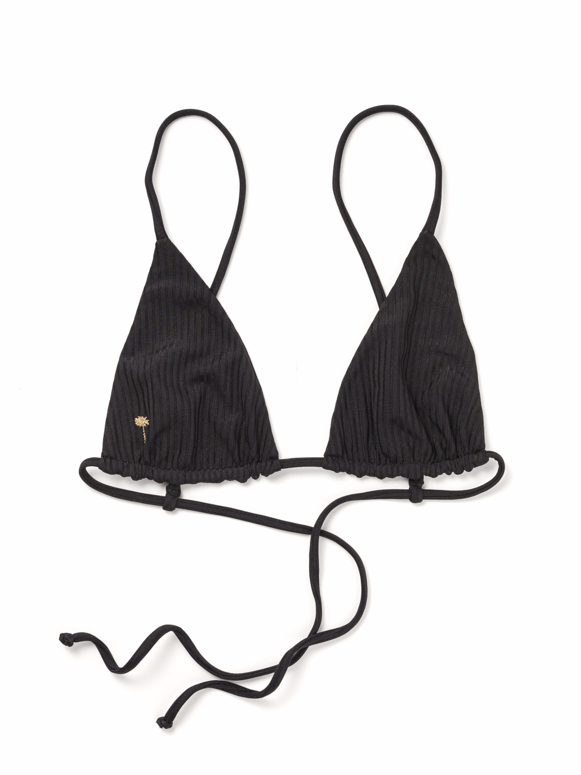 Matia Beachwear Triangel Bikinitop 'Ella II Black Ribbed - Triangle Bikini Top'‌‌‌‌‌‌‌‌‌‌ in Schwarz: Vorderseite