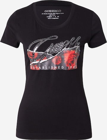 T-shirt 'Roses' GUESS en noir : devant