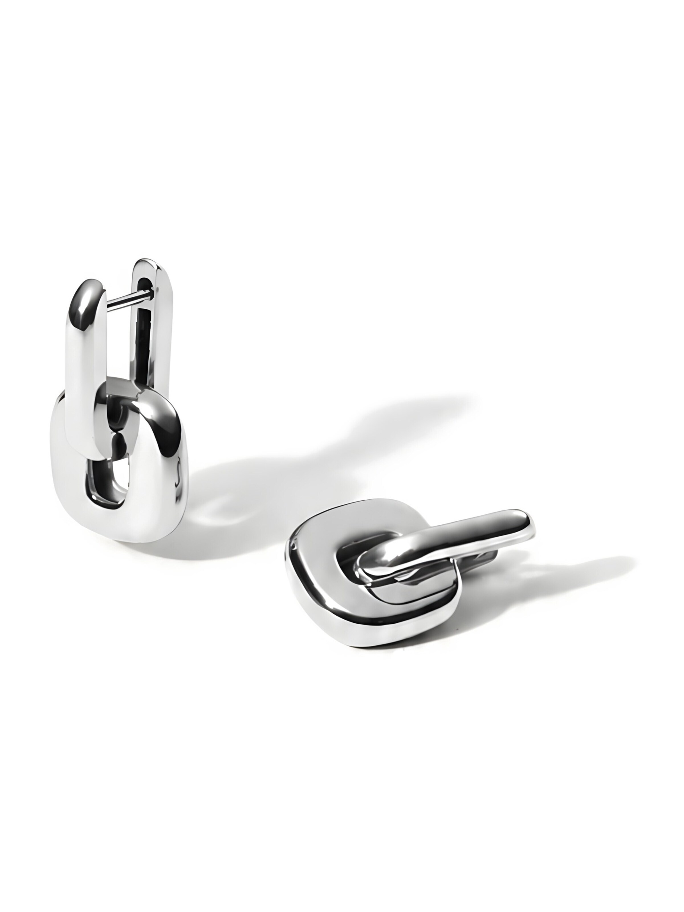 hiBALI Earrings 'Duo Link' in Silver: front