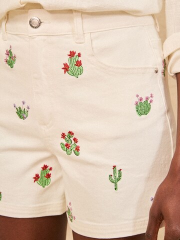 Regular Jean love & roses en beige