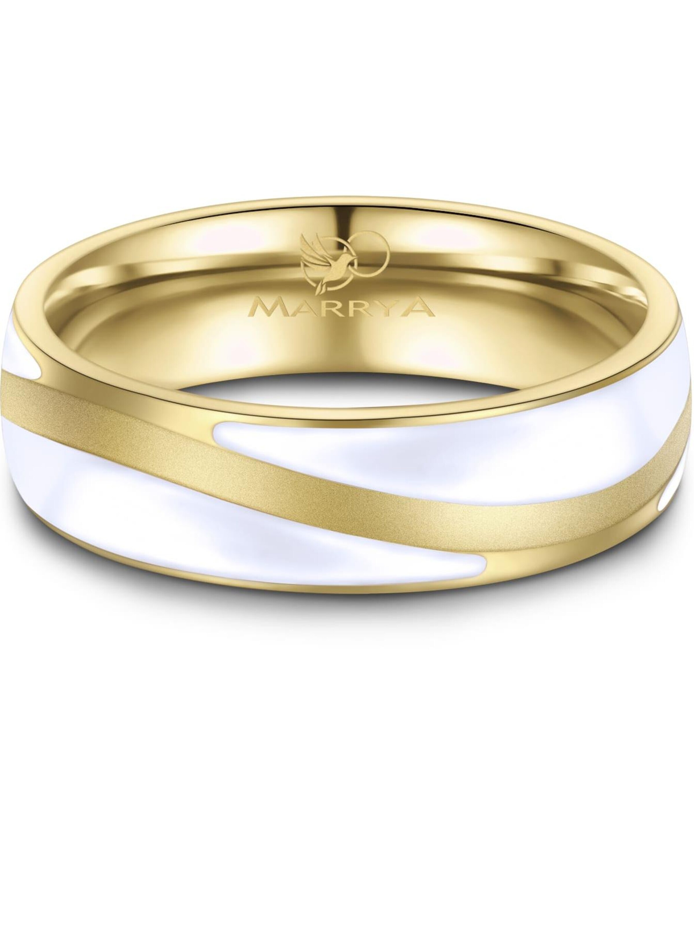 MARRYA Ring 'MARRYA ES-40 Ehering aus Edelstahl & Emaille - Weiß & Gold plattiert' in Yellow