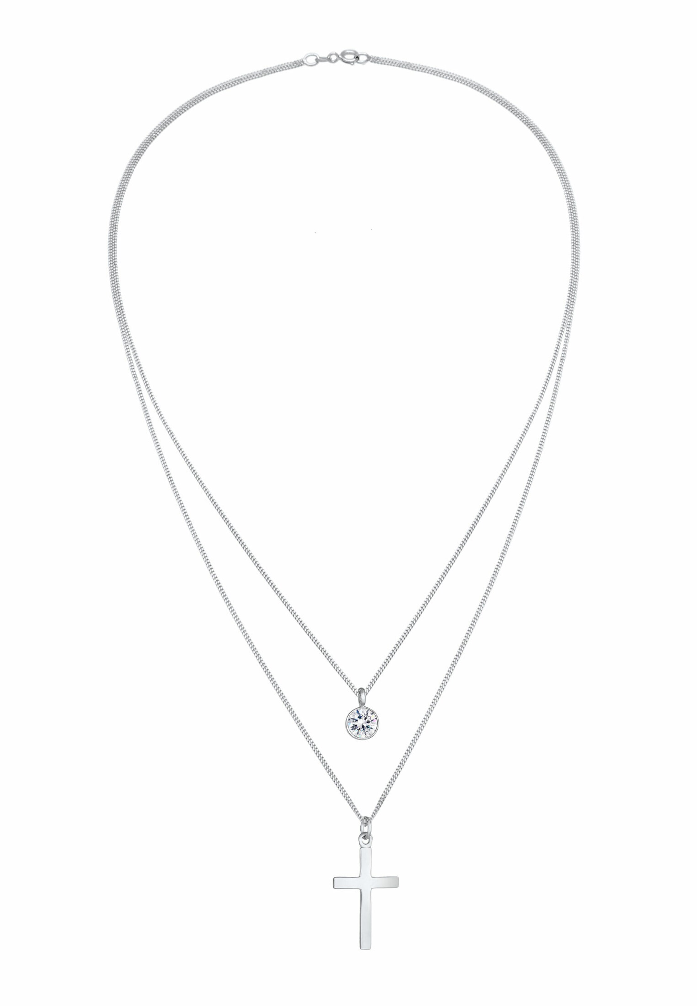 ELLI Αλυσίδα 'Layer Kreuz' σε ασημί: μπροστά