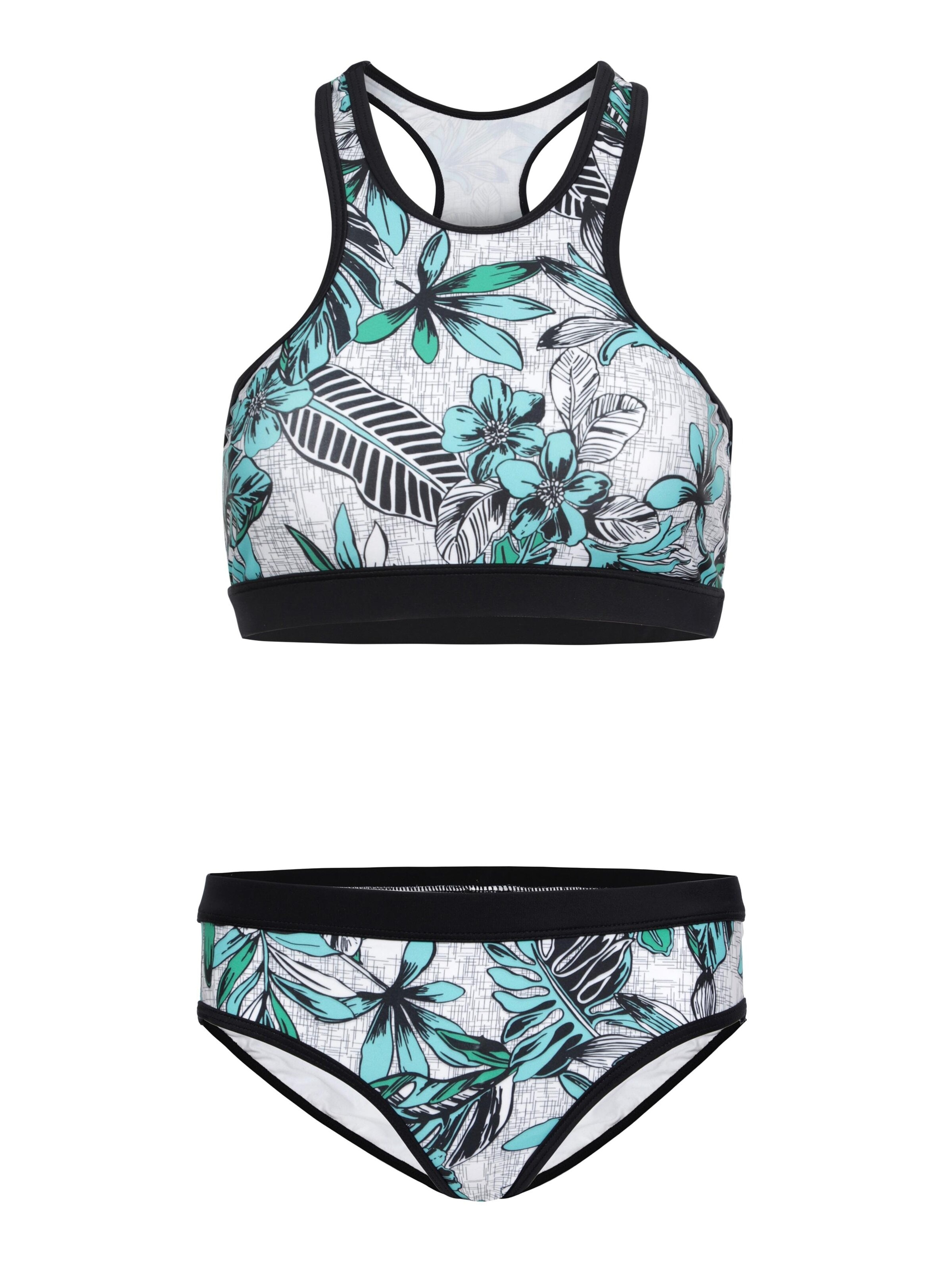 La V High neck Bikini 'Basic' in Blue: front