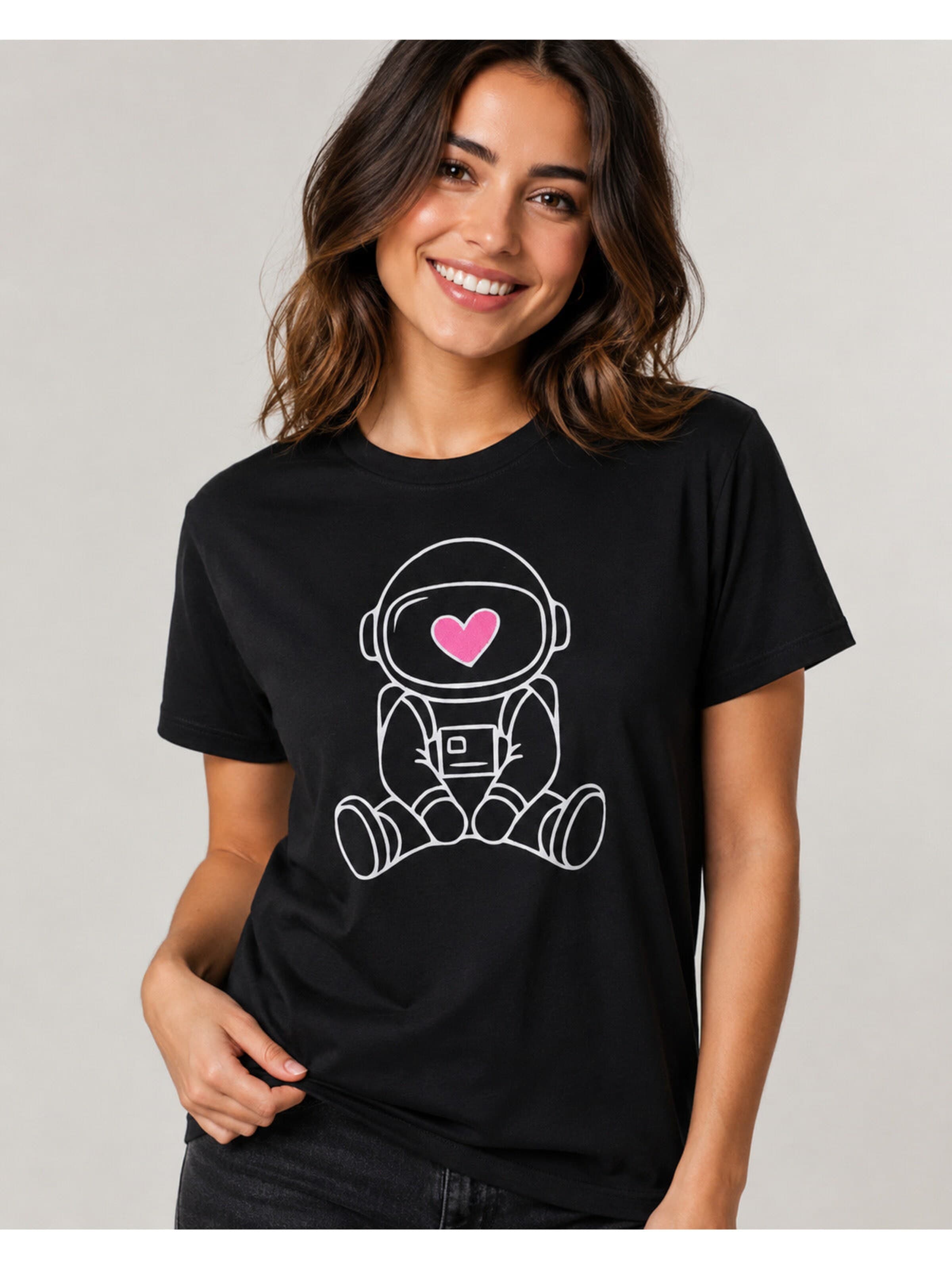 Printdistrict.dk Shirts 'Astronaut Heart' i sort