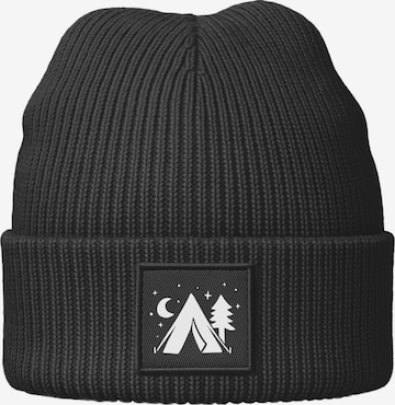 Neverless Beanie 'Camping' in Black: front