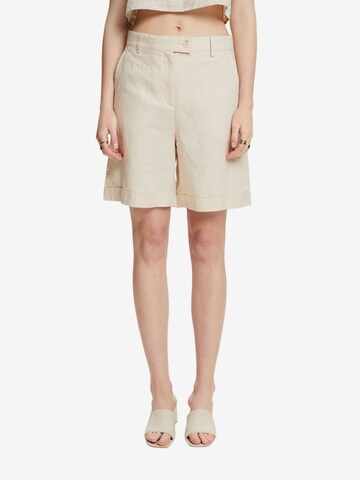 ESPRIT Wide leg Broek in Beige: voorkant