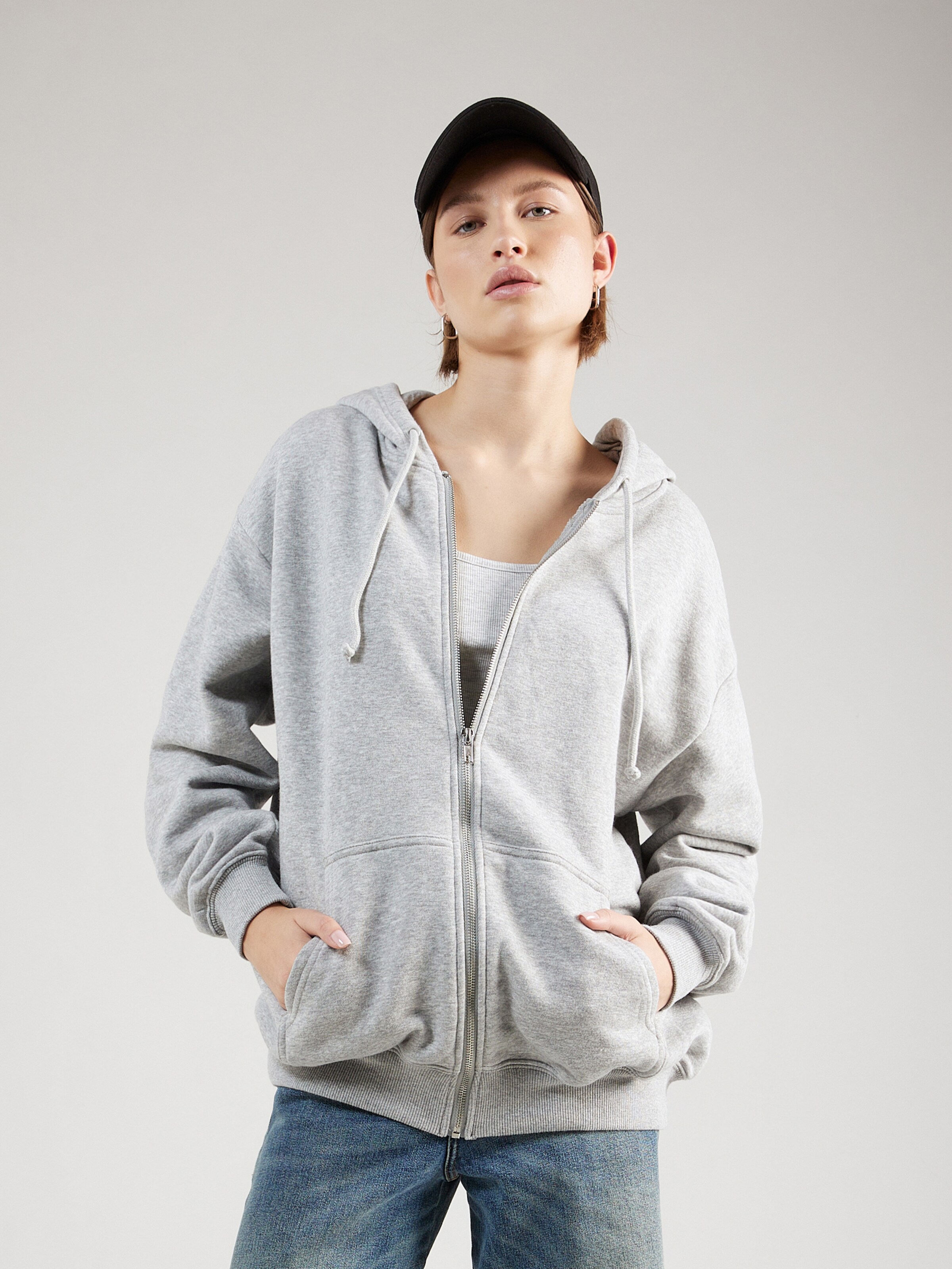 Ladies grey shop zip hoodie