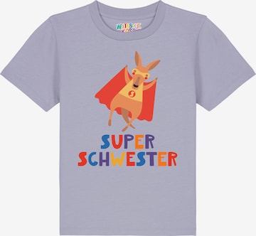 watabout.kids Shirt 'Känguru Superschwester' in Purple: front