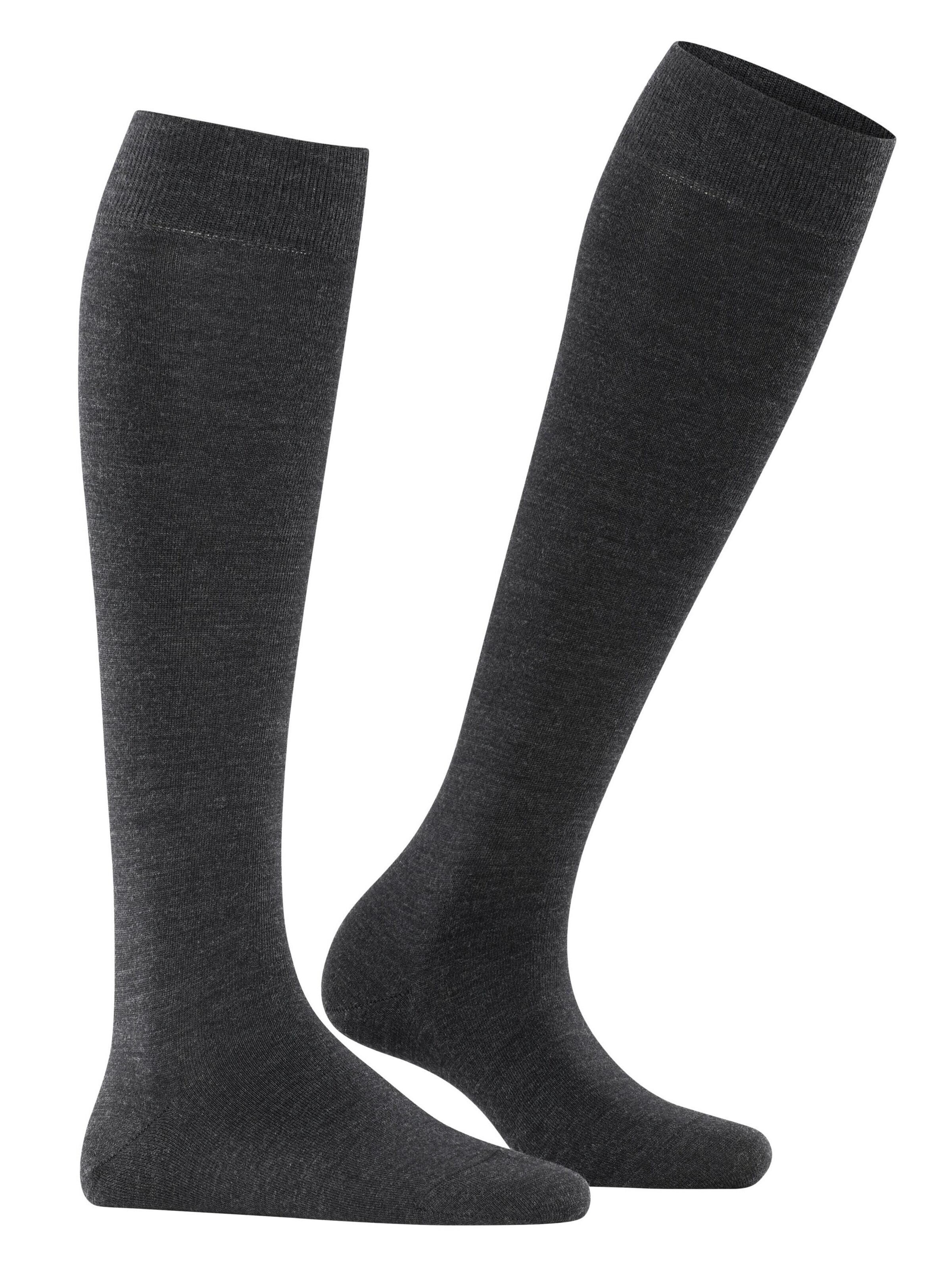 FALKE Knee High Socks 'Softmerino' in Grey: front