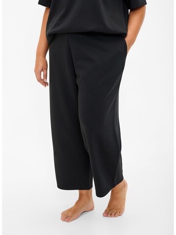 Wide Leg Pantalon de pyjama 'Malisa' Zizzi en noir : devant