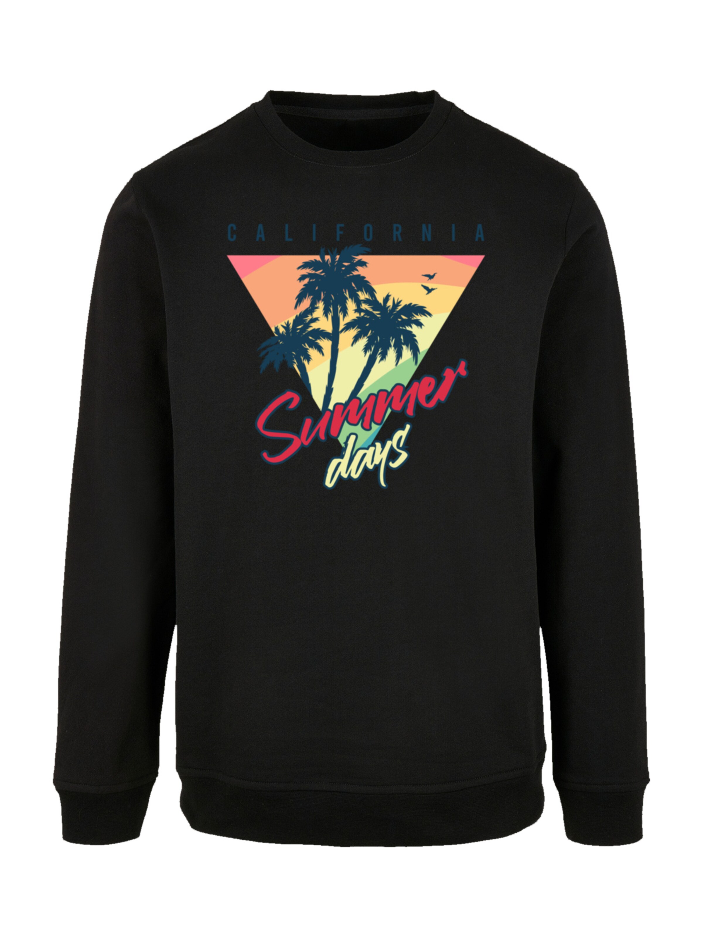 F4NT4STIC Sweatshirt 'California Palmen Retro' in Black: front