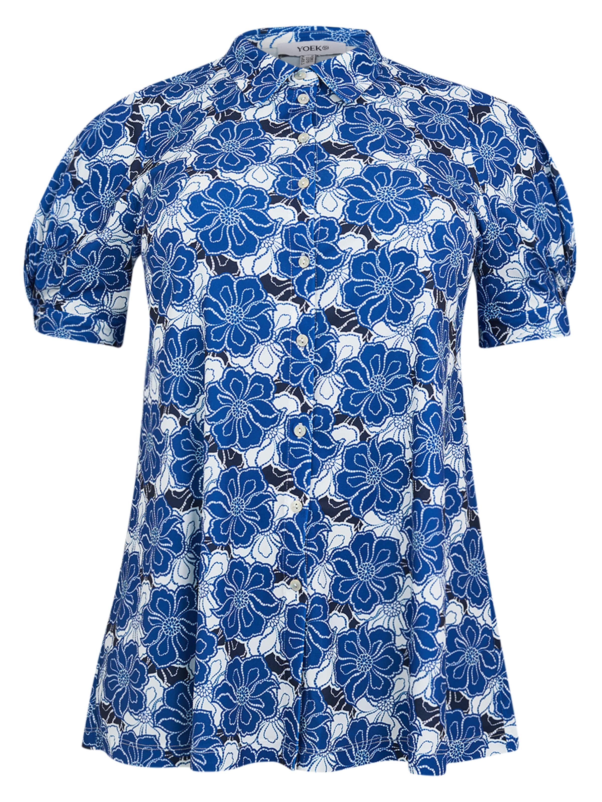 YOEK Blouse in Blauw: voorkant