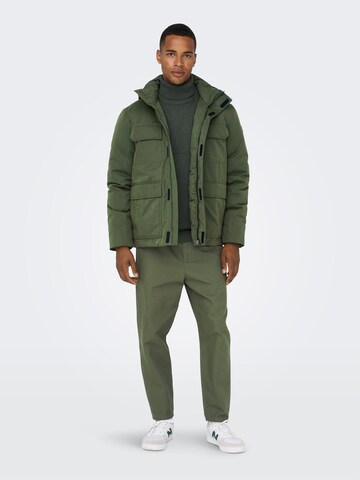 Only & Sons Winter Jacket 'CEDRIC' in Green