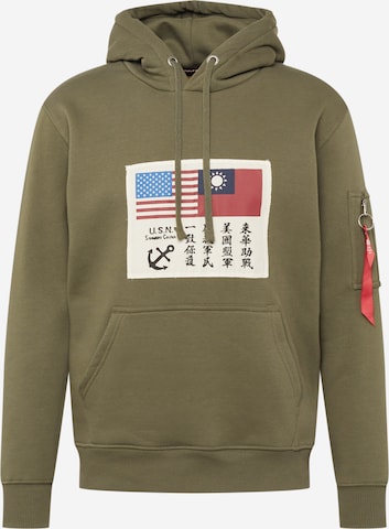 ALPHA INDUSTRIES Sweatshirt in Groen: voorkant