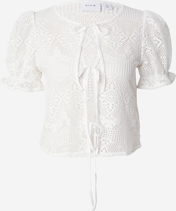 VILA Knit Cardigan 'ANDREA' in White: front