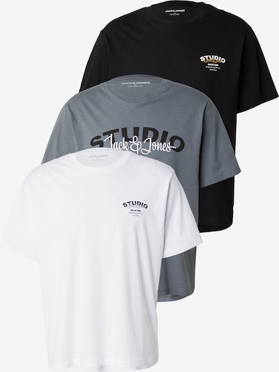 Marškinėliai 'JJYUKI' iš JACK & JONES, spalva – pilka / juoda / balta, Prekių apžvalga