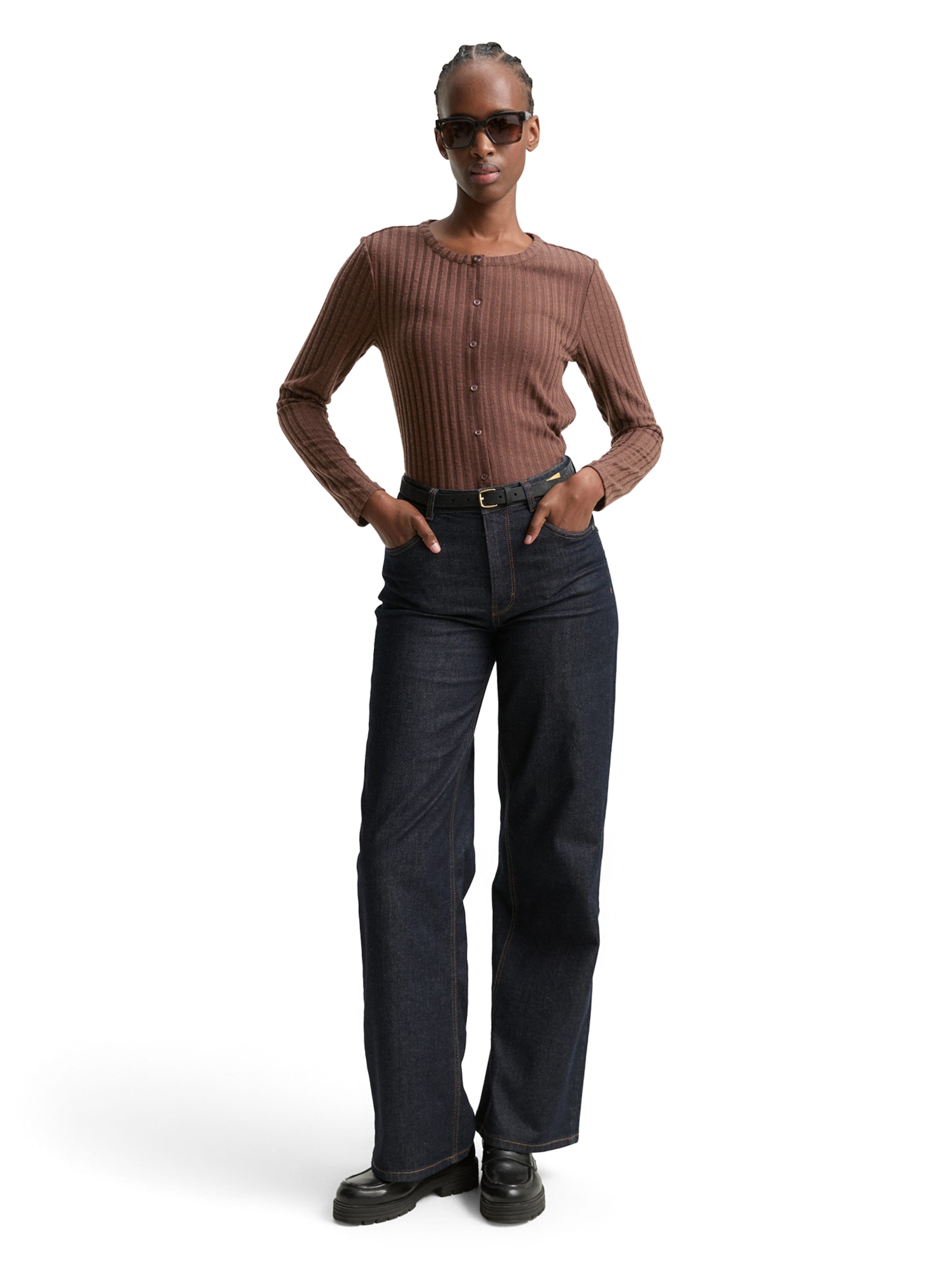 TOM TAILOR DENIM Strickjacke in Braun