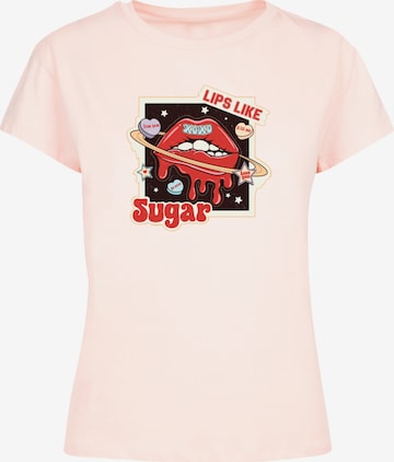 F4NT4STIC T-Shirt 'Lips Like Sugar Retro Fashion Valentinstag' in Pink: Vorderseite