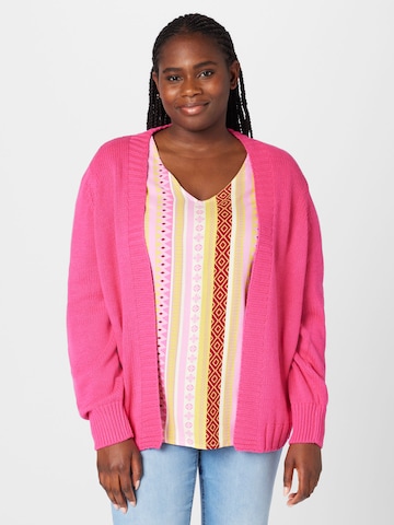ONLY Carmakoma Knit Cardigan 'MILLE' in Pink: front