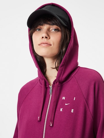 NIKE Athletic Zip-Up Hoodie in Red