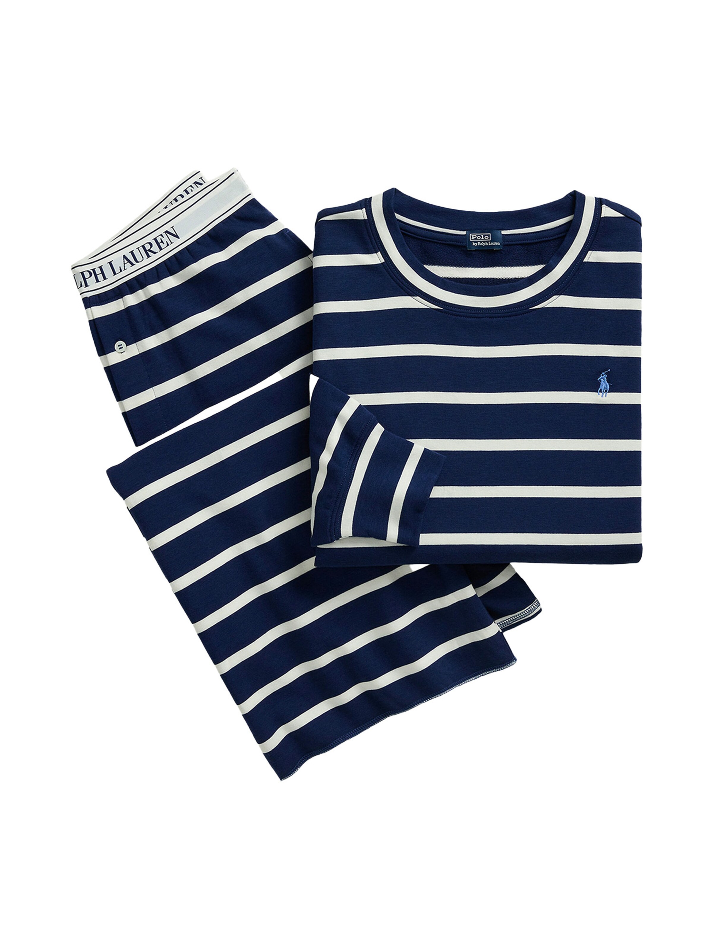 Polo Ralph Lauren Pajama ' Sweatshirt & Wide Leg Set - Club Terry ' in Blue: front