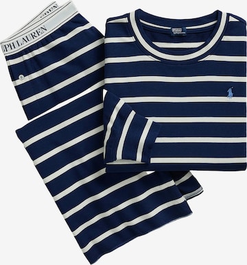 Polo Ralph Lauren Pajama ' Sweatshirt & Wide Leg Set - Club Terry ' in Blue: front
