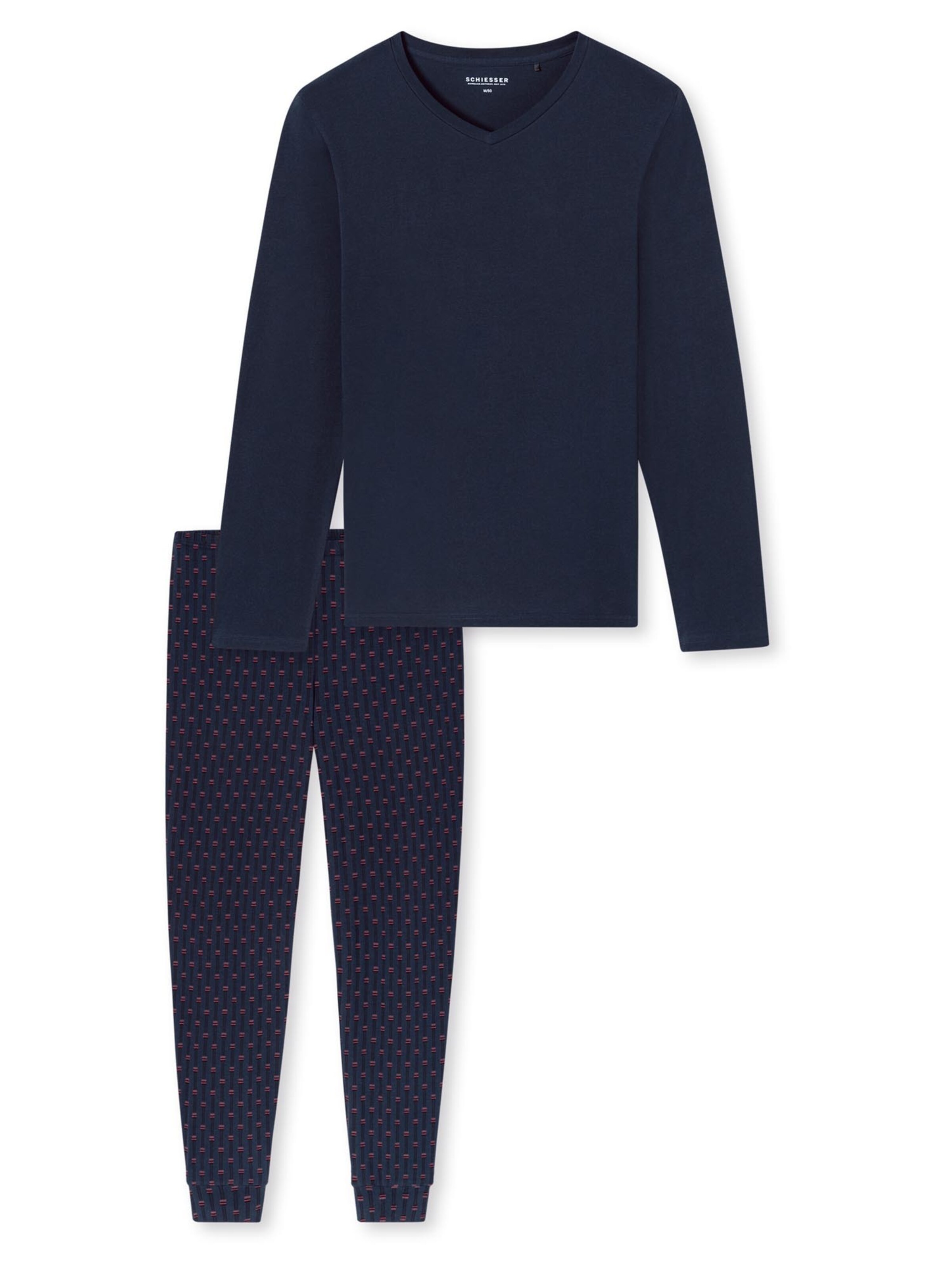 SCHIESSER Pyjama lang 'Comfort Nightwear' in Blauw: voorkant