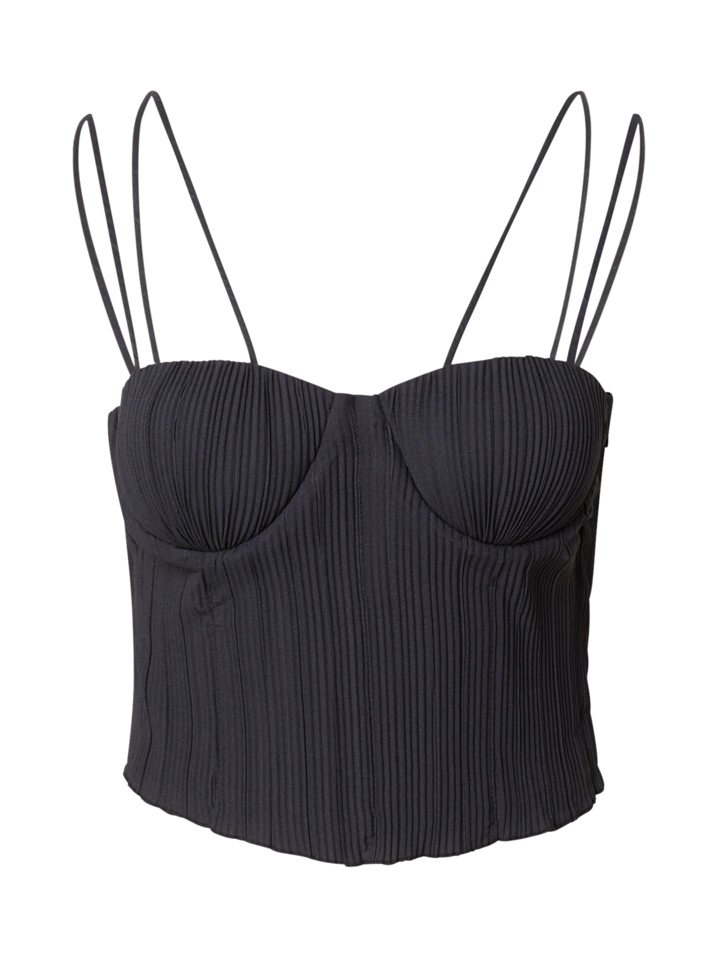 Top di ABOUT YOU x Laura Giurcanu in nero: frontale