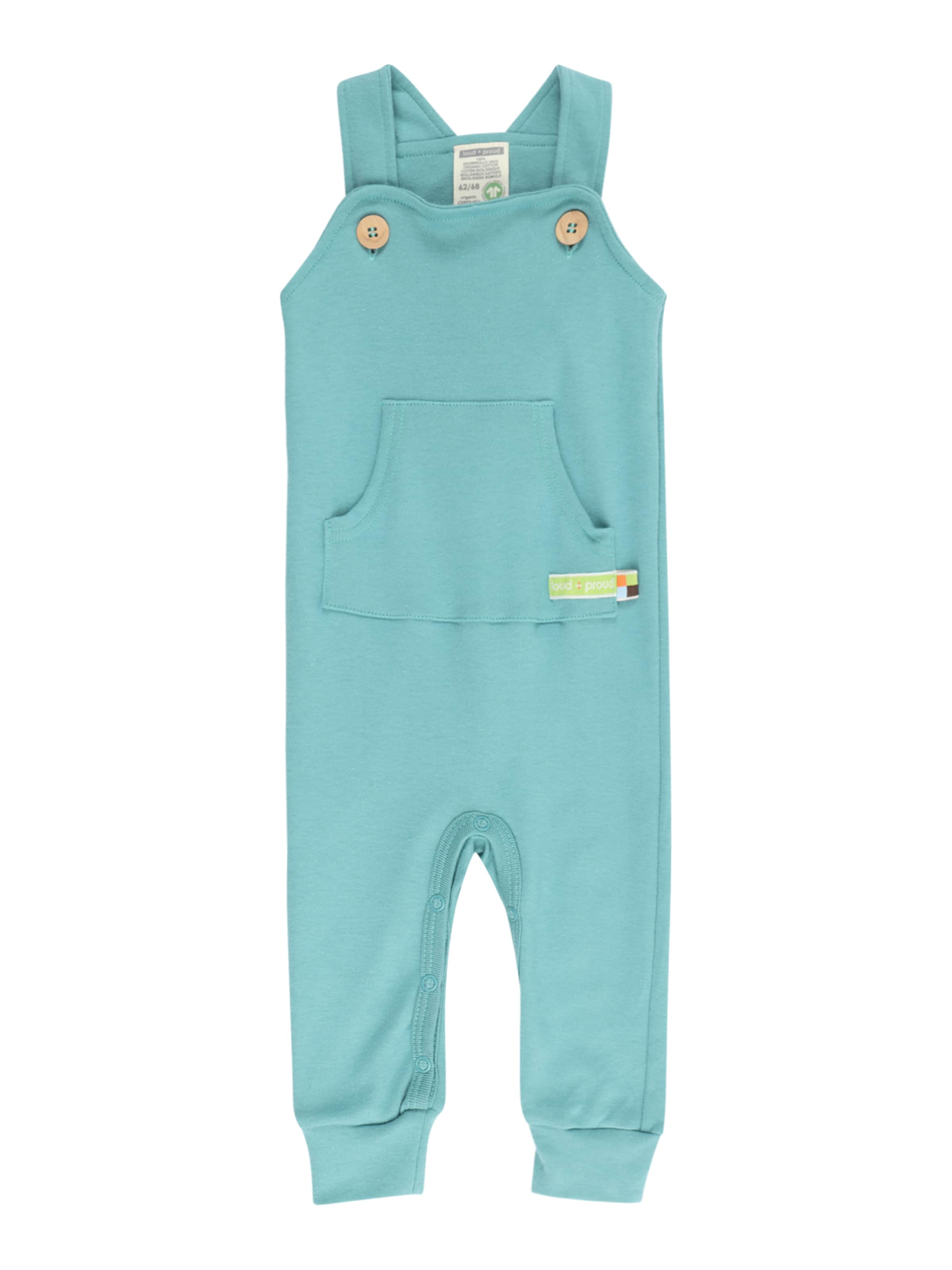 loud + proud Tapered Dungarees in Green: front