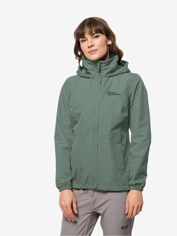 JACK WOLFSKIN Outdoorová bunda 'STORMY POINT' - Zelená: predná strana