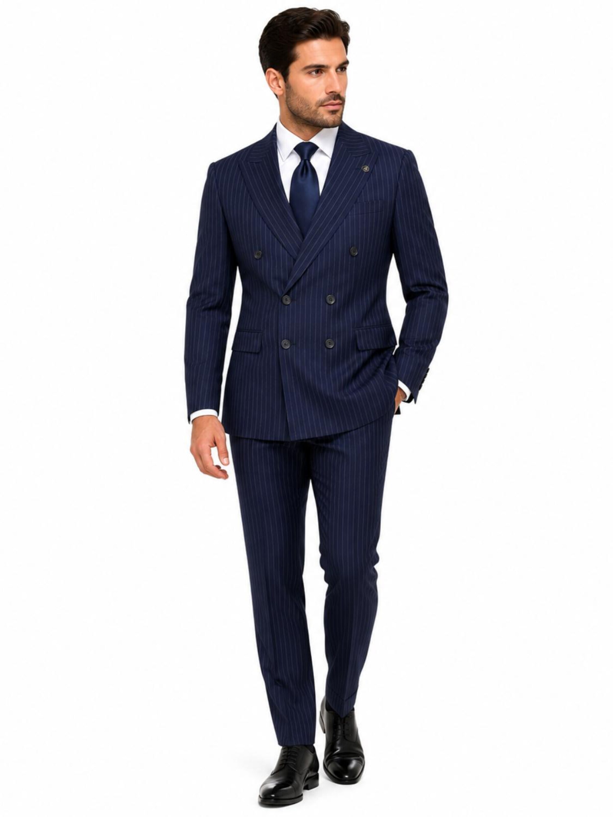 Guild Suit 'Slim Fit Zweireiher mit Nadelstreifen Anzug' in 46 in Dark blue, Item view