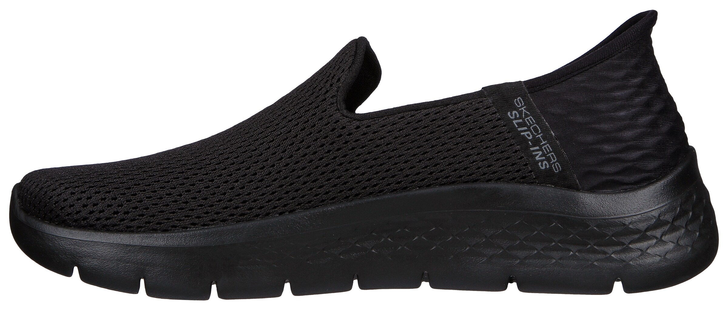 SKECHERS Slip-Ons 'Go Walk Flex' in Black: front