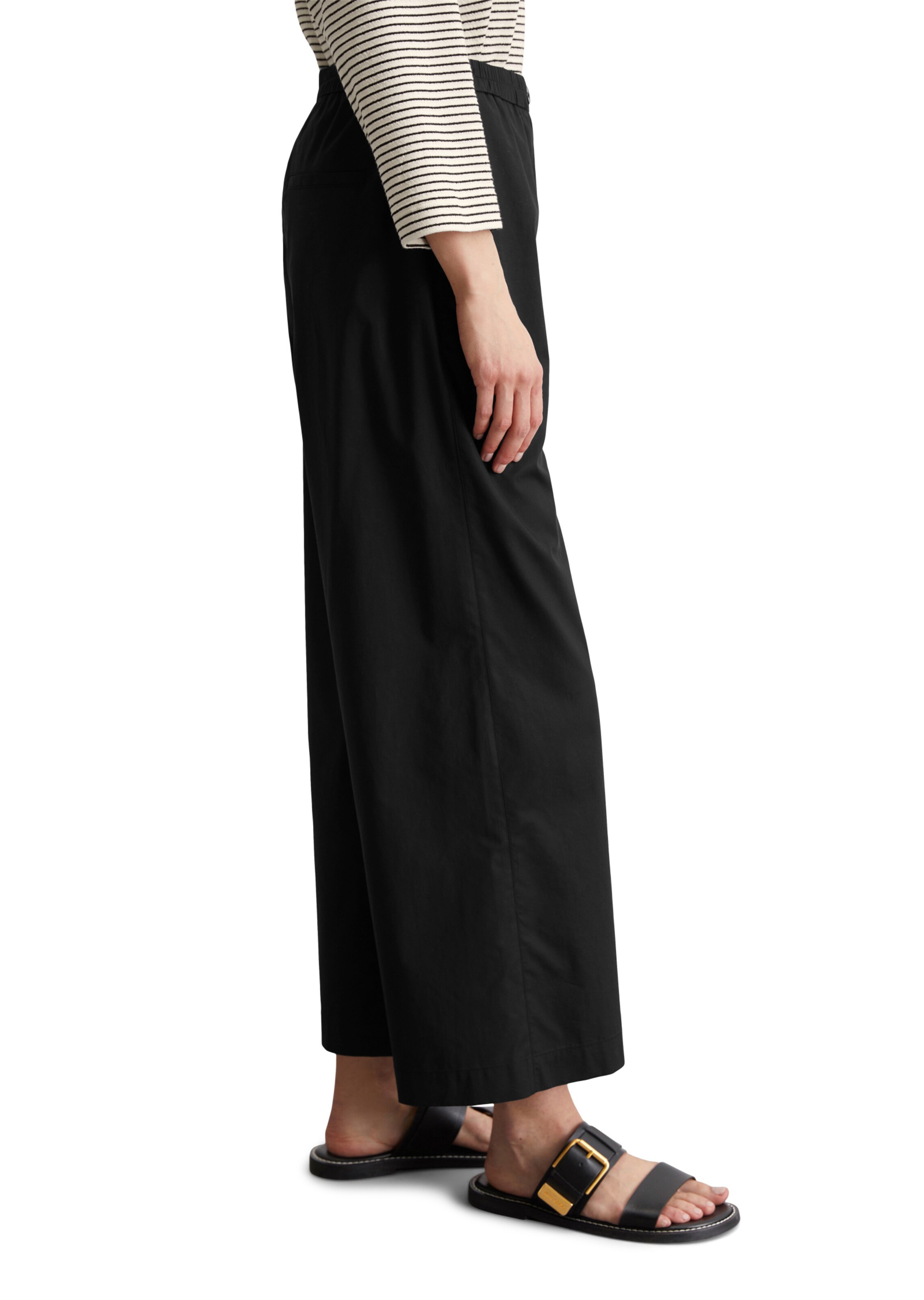 Marc O'Polo Wide leg Broek in Zwart