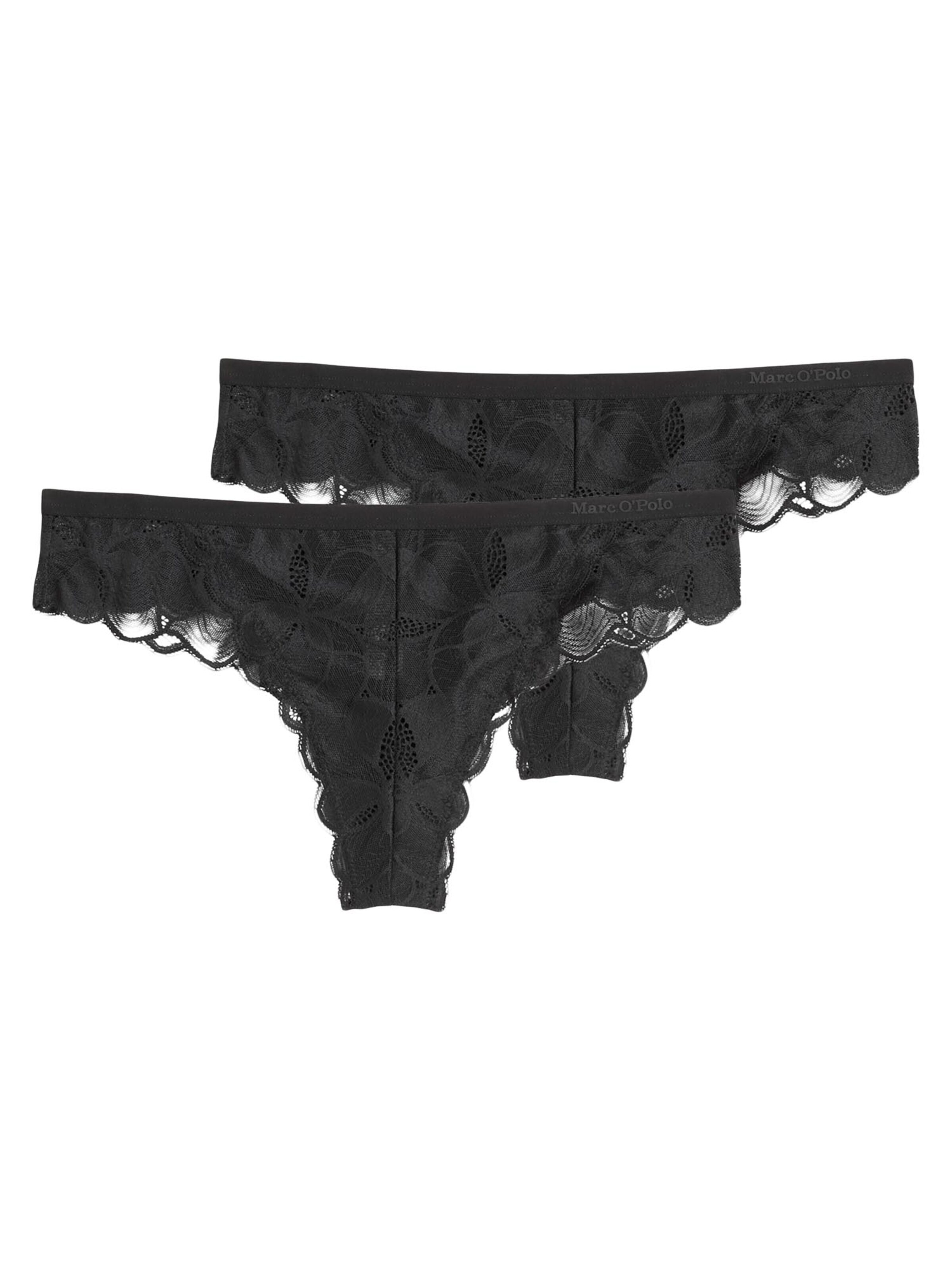 Marc O'Polo String 'Tender Lace' in Zwart: voorkant