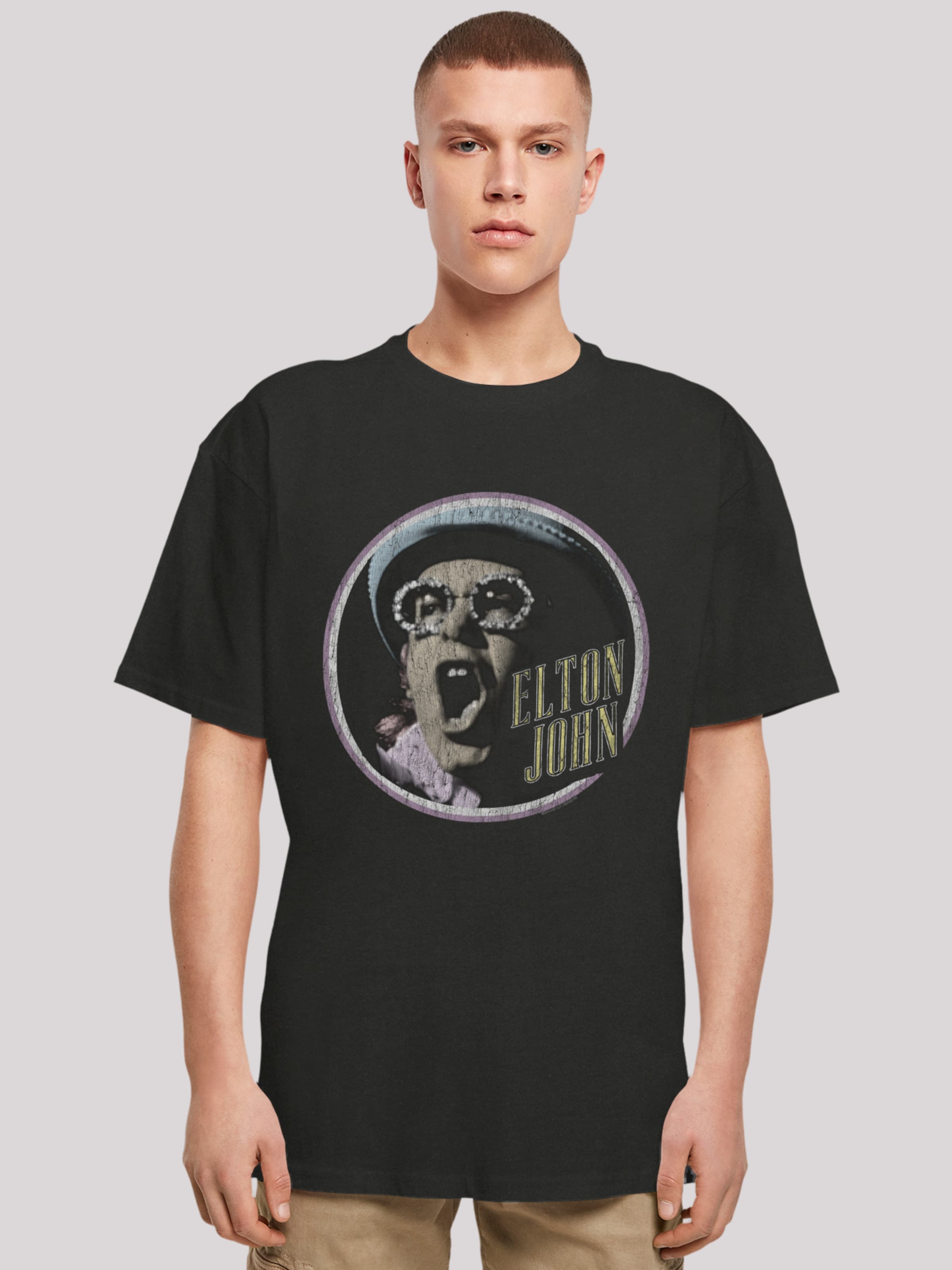 F4NT4STIC Shirt 'Elton John Vintage Circle' in Black | ABOUT YOU