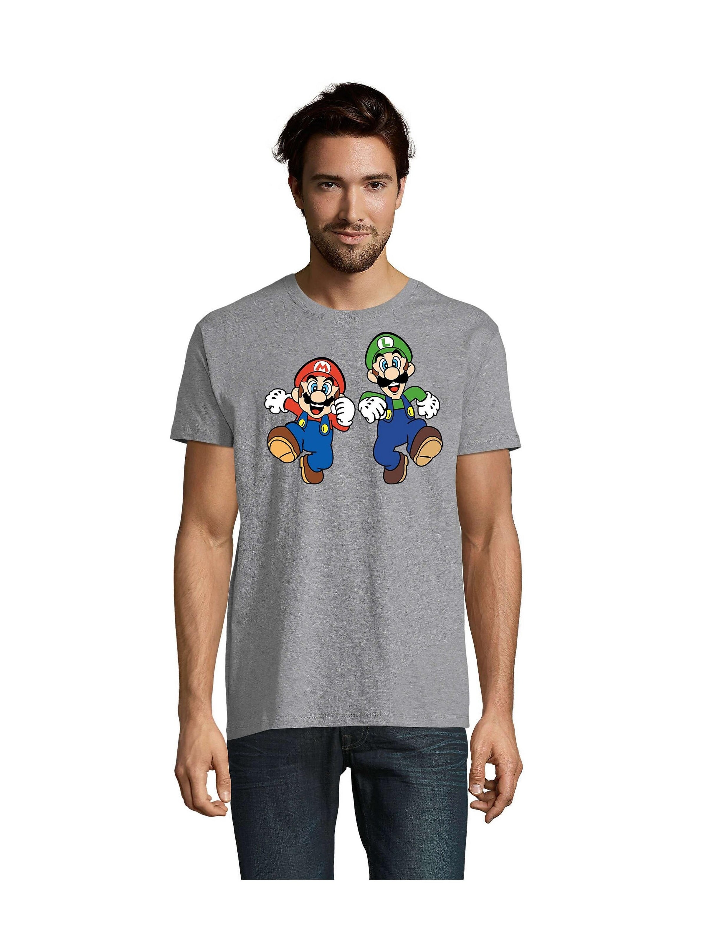 Blondie & Brownie Shirt 'Mario&Luigi'‌‌‌‌‌‌‌‌ in 5XL in grau, Produktansicht