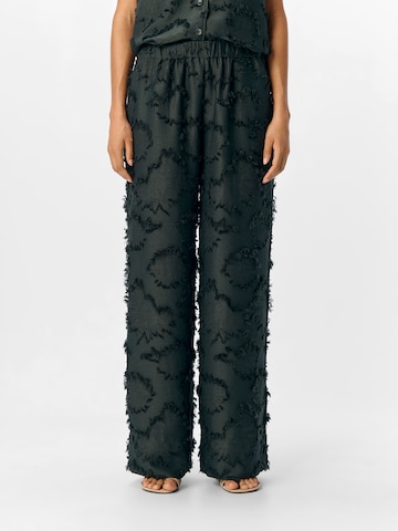 OBJECT Wide leg Trousers 'OBJBLAIR' in Grey: front