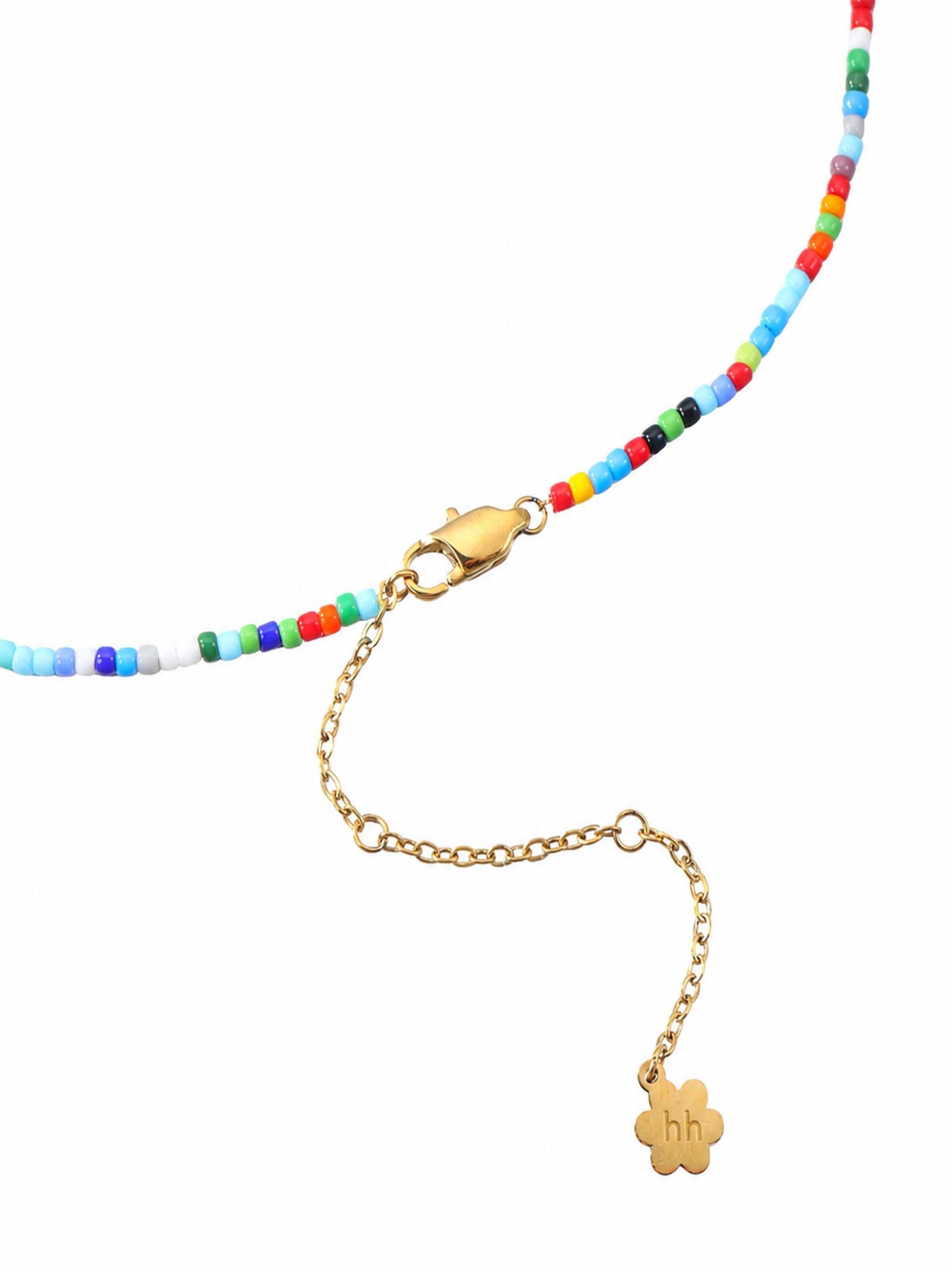 Chaîne 'Multicolor Bead' Hey Happiness en or