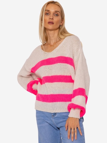 SASSYCLASSY Sweter oversize w kolorze beżowy