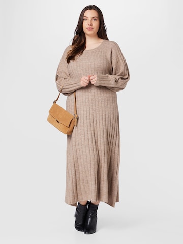 Gina Tricot Curve Knit dress 'Blanca' in Beige