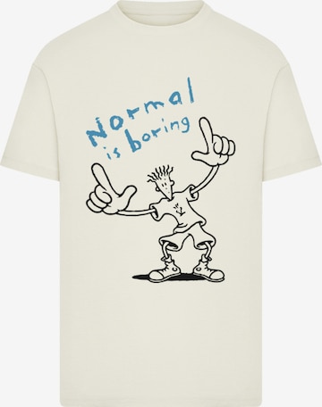 F4NT4STIC T-Shirt 'Fido Dido Points Normal Is Boring' in Beige: Vorderseite