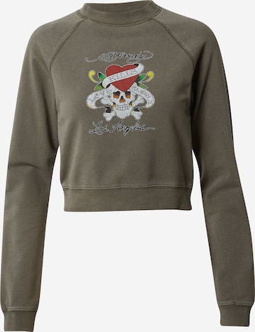 Ed Hardy - Sweatshirt em verde: frente