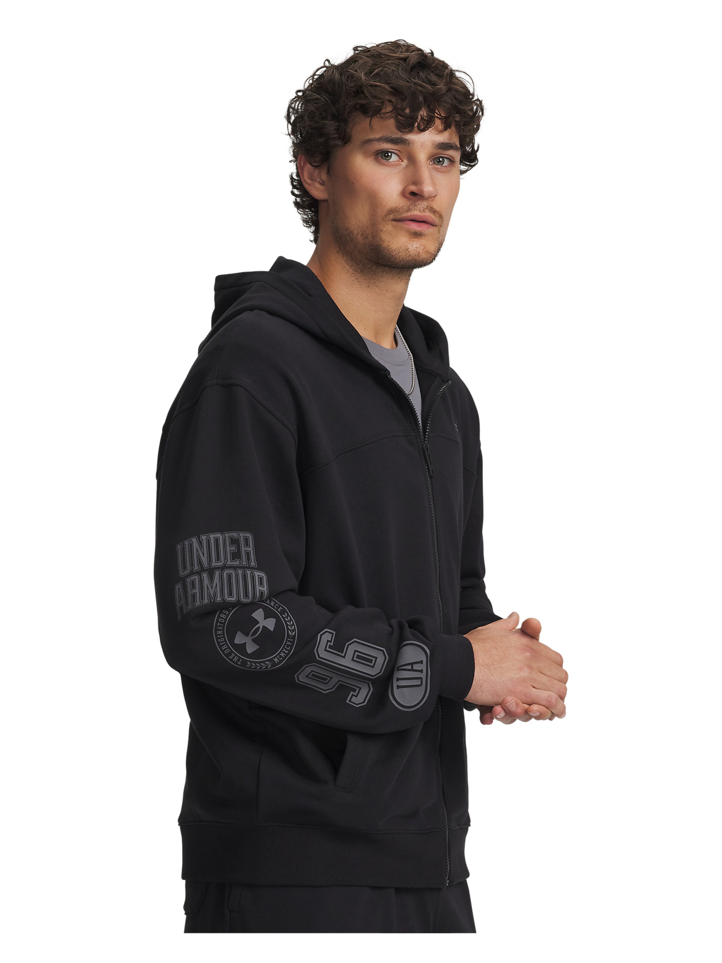 UNDER ARMOUR Sportsweatvest 'Rival' in Zwart: voorkant